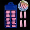 Falska naglar 24/100st Fake Long Half French Acrylic Nail Tips Finger Polish Extension Manicing Tools SetFalse