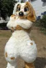 Longue fourrure Husky chien renard mascotte Costume veste en cuir Halloween Costume jeu de rôle fête noël pâques annonce vêtements