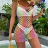 Women's Sleepwear Slips Women Summer Dresses Mesh Net Hollow Out Full Colorful Sexy Intimate Erotic Dress