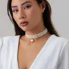 Girocollo stile francese perla multistrato collana con ciondolo cuore catena clavicola gioielli per donne ragazza festa minimalista dolce regalo fresco