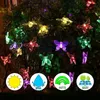 Stringhe 20/30 LED ad energia solare Farfalla colorata Lampada da notte Lampada in fibra ottica Fata String Lights Natale Esterno Giardino Patio Decor