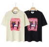 Petit chiffon couple manches courtes arc lettre imprimé ample décontracté américain vintage T-shirt hommes marée marque