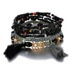 6PC/zestaw Bohemian z koralikami Zestaw dla kobiet Tassels Charm Kolorowe koraliki nasienne łańcuch Bangle Kobieta boho biżuteria etniczna