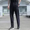 Men's Pants Large Size Summer Big Ice Silk Stretch Breathable Straight Leg 6XL Quick Dry Elastic Band Black Trousers 230325