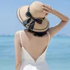 Cappelli a tesa larga per le donne Fashion Summer Big Bowknot Beach Bonnets Bucket Caps Ladies Protezione solare Cappelli di pagliaWide Davi22