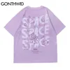 T-shirts pour hommes GONTHWID Harajuku T-shirts Dessin Animé Ours Lapin Espace Manches Courtes T-shirts Chemises Streetwear Hip Hop Mode Casual Coton Lâche Tops 230325