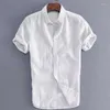 T-shirts homme Lino De Camisas Manga Corta Para Hombre Lisas Informales Sueltas Con Cuello Vuelto Blusa Transpirable Camisa Mascu