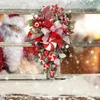 Decorative Flowers Christmas Candy Wreath Cane Front Door Wall Decorations Upside Down Hanging Ornament Window Red Berry Garland Outdoor