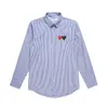 Designer Men's Casual Shirts Com des Garcons PLAY CDG Black Hearts Striped Long Sleeve Shirts Blue/White Size XL