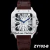 Tom Holland Dumont Swiss Ronda Quartz Mens Watch Plaveid Diamonds WHSA0007 Volledig Iced Out Diamond Case Skeleton Roman Dial Brown Leather Super Edition Puretime B2