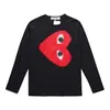 Дизайнерские футболки Mens Mens Com des Garcons играют в CDG с длинным рукавом Большой красное сердце унисекс серая XL Streetwear, новая