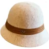 Cimri ağzı şapkalar Japon yünlü sıcak kova şapkası kadınlar için keçe retro kubbe yünü kadın moda İngiliz tarzı Panama Cap