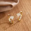 smycken örhängen för kvinna charms mode guldpläterade kvinnors örhängen nya geometriska diamant inbäddade aprikosblad kvinnlig personlighet mångsidig e95