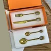 Ensembles de vaisselle de luxe léger en acier inoxydable couteau fourchette et cuillère 24 cadeaux coffret cadeau orange ensemble haut de gamme exquis vaisselle El Western