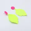 Dangle Earrings KOMi Retro Alloy Metal Fluorescent Green Irregular Folded Plant Leaves Pendant Holiday Gift Jewelry Women