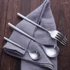 Dijkartikelen sets zilverwerk 304 roestvrijstalen bestek set lepels vorken en messen zilveren diner western servies vork mes