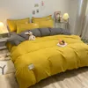 Bedding Sets Grey Pink Set Nordic Girls Single Double Size Simple Solid Color Duvet Cover No Fillings Soft Home Textile Decor