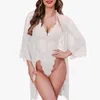 Women's Sleepwear Women Fashion Print Mesh Lingerie Bodysuit 1 Piece Robe For Set Sexy Chemise Nightgowns Bridal