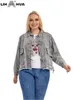 Women's Plus Size Outerwear Coats LIH HUA Women's Plus Size Denim Jacket Autumn Casual High End Stretch Button Long Sleeve Jacket 230325