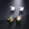 Pendientes de tuerca 2023 NoEnName_Null joyería de moda para primavera verano mujer moda Cz cristal forma cuadrada Brincos