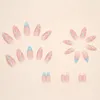 Unghie finte 3D Fake Set Press On Faux Ongles French Almond Tips Matte Nude Pink Blue Heart Designs Manicure Unghie acriliche