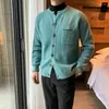 Мужские свитера 2023 модный кардиган мужчина с твердым цветом вязаный вязаный свитер осенний хлопок мужски повседневные домашние кнопки кардиганы мужское пальто