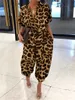 Kobiety Jumpsuits Rompers Celmia Summer Romper Women Sexy Leopard Print Retro Jumpsuits krótkie rękawowe luźne przyciski