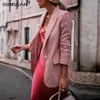 Women's Suits & Blazers SINRGAN Pink Foam Plaid Women And Jackets Spring Autumn Office Lady Long Sleeve Slim Suit Button