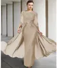 2023 Lila Vintage Lila Mutter der Braut Kleid Juwel Pailletten Applikationen Ärmel Patin Hochzeit Party Kleider