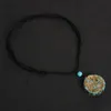 Colares pendentes Declaração redonda Recurso de cristal resina orgone lasca de pedra turquesa reiki Chakra Jewelry Gifts For Men Mulheres