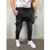 Calça masculina moda de moda rasgada jeans skinny destruído