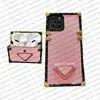 Designer Telefonfodral 2-stycke Set Invertered Triangle P för iPhone 15 Pro Max 14 13 12 mini 11 XR XS XSMAX 7 8 Plus AirPods Pro 2 3 2nd 3rd Air Pods Max Case Pu Leather Mobile Cover