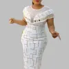 Vêtements ethniques robes africaines pour femmes à manches courtes dinde paillettes soirée de mariage mi-mollet longueur robe musulmane Afrique vêtements 230325