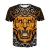 Camisetas masculinas 2023 Lion 3D Imprimir mangas curtas Camisa preta Harajuku verão hip hop Men tops xxxxl