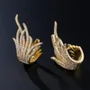 Stud Uilz Trendy Boho Brand Design Leaf Shape Crystal Zircon Earring for Women Luxury Quality Jewelry Wedding Accessories Gift 230325