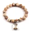 Strand Moodpc Fashion Jewelry Armband 10mm Frosted Natural Stone and Glass Crystal Charm Pendant