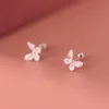 Stud 925 Sterling Silver CZ Zircons Butterfly Screw Back Earrings For Children Baby Girls Kid 7mmX5mm Tiny Mini Earring 230325