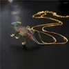 Kettingen Hip Hop Goud Kleur Dinosaurus Hanger Ketting Voor Vrouwen Leuke Koper Micro Inlay Zirkoon Dier Sieraden