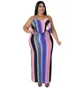 Plus size jurken wmstar plus size jurken voor vrouwen kleding gestreepte print sexy elegante stretch slip avond maxi jurken groothandel druppel 230325