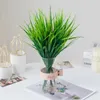 Fleurs décoratives 7 fourchettes fleur artificielle faux plastique vert herbe plante Arrangement de mariage Vase de noël pour la décoration de la maison