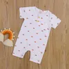 Jumpsuits Brappen Baby Girls Boys Jumpsuit Infant Zomer Zon Druk Pocket Pocket Decoratie Ronde Kraagknop Romper Romper