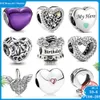 925 Siver Beads Charms for Pandora Bracelets Designer для женщин Openwork Heart Cake Chain Heart