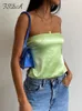 Kvinnors tankar Camis FSDA Satin Backless Sexig Crop Top Women Green Y2K Summer Cami Bandage Sleöneless Axeless Trapless Tank Tops Off Axel 230325