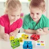 Party Kids Table Toy Crafts Mini Face Changing Building Blocks Set di scatole di ferro Cubo in legno che cambia il viso Gioco da tavolo portatile