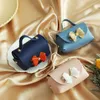 Present Wrap 10st Leather Wedding Box Creative Handbag Shape Bow-Knot Temperament Solid Color Candy med Hand DIY Packaging Bag