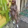 Kadın İki Parçalı Pantolon Kadın Katı Hoodie Pantolon Sonbahar Moda Casual Suit Yün Ve Gevşek Sıcak