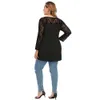 Women's Plus Size TShirt Plus Size Women's Clothing Chubby Lace Cutout Solid Long Sleeve VNeck Long AutumnWinter Tall Tops Wholesale Dropshpping Loose 230325