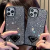 Luxury Triangle P Mobiltelefonfodral för iPhone 14 14Plus 14Pro 13 13Pro 12 Pro Max 11 Clear Glitter Rhine Stone Case Bling Shiney Cover iPhone14 848D