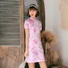 Ubranie etniczne 2023 Wiosna lato Krótka sukienka Cheongsam Daily Ulepszona retro bankiet Matka Piękna Qipao Chińczyka