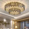 Ceiling Lights Round Light Chandelier For Living Room Double Smoke Gray Crystal Bedroom Hanging Lamp Table Dining Indoor Linghting